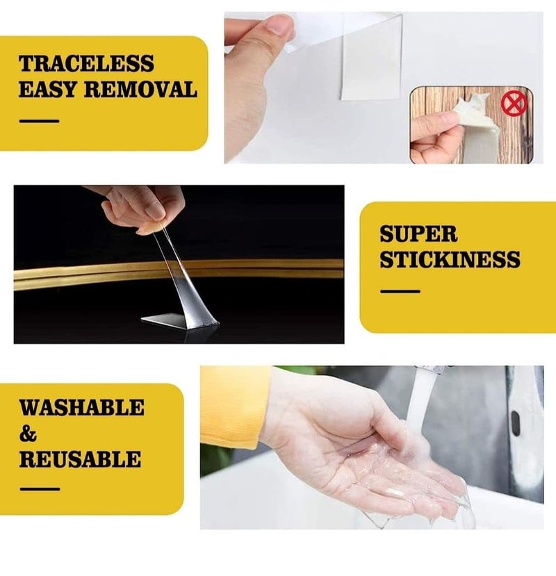 Zohra ZOHRA 3 Meter Multipurpose Double Sided Tape - Adhesive Silicone Tape, Heavy Duty, Heat Resistant, Multi-Functional, Removable, Washable, Reusable Anti-Slip Gel Nano Grip Tape (grip tape) - Image 4