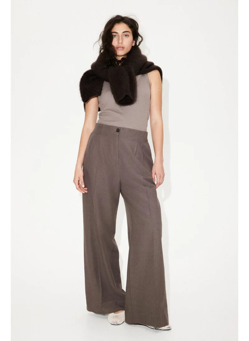 اتش اند ام Wide linen-blend trousers