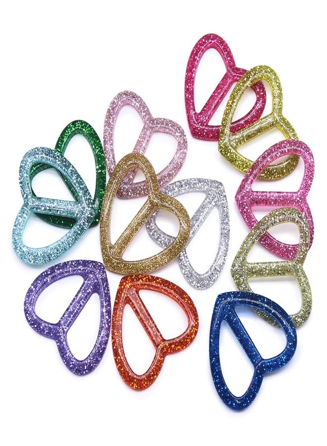 SEMINI 12PCS T-shirt Clips 1 inch T Shirt Plastic Heart Shape Fashion Scarf Clip Ring with Assorted Colors (Inner 25mm/1in, Color 4) - Image 1