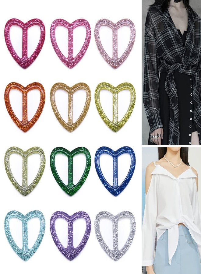 SEMINI 12PCS T-shirt Clips 1 inch T Shirt Plastic Heart Shape Fashion Scarf Clip Ring with Assorted Colors (Inner 25mm/1in, Color 4) - Image 4