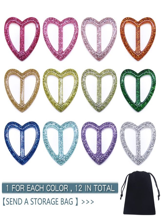 SEMINI 12PCS T-shirt Clips 1 inch T Shirt Plastic Heart Shape Fashion Scarf Clip Ring with Assorted Colors (Inner 25mm/1in, Color 4) - Image 2