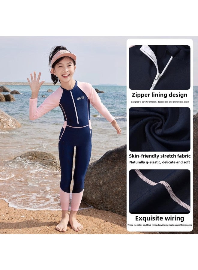 Generic Children's Swimsuit Teenagers Winter Hot Spring One-piece Swimsuit Big Kids Professional Quick-drying Training Swimsuit-Color:Pink-Size:2xl  - Image 3