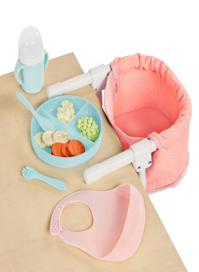 LullaBaby - Doll Clip On Table Seat - 14-inch Baby Doll Accessories - Bib & Pretend Food - Imaginative Play - Toy for Kids 2 Years + - Image 4