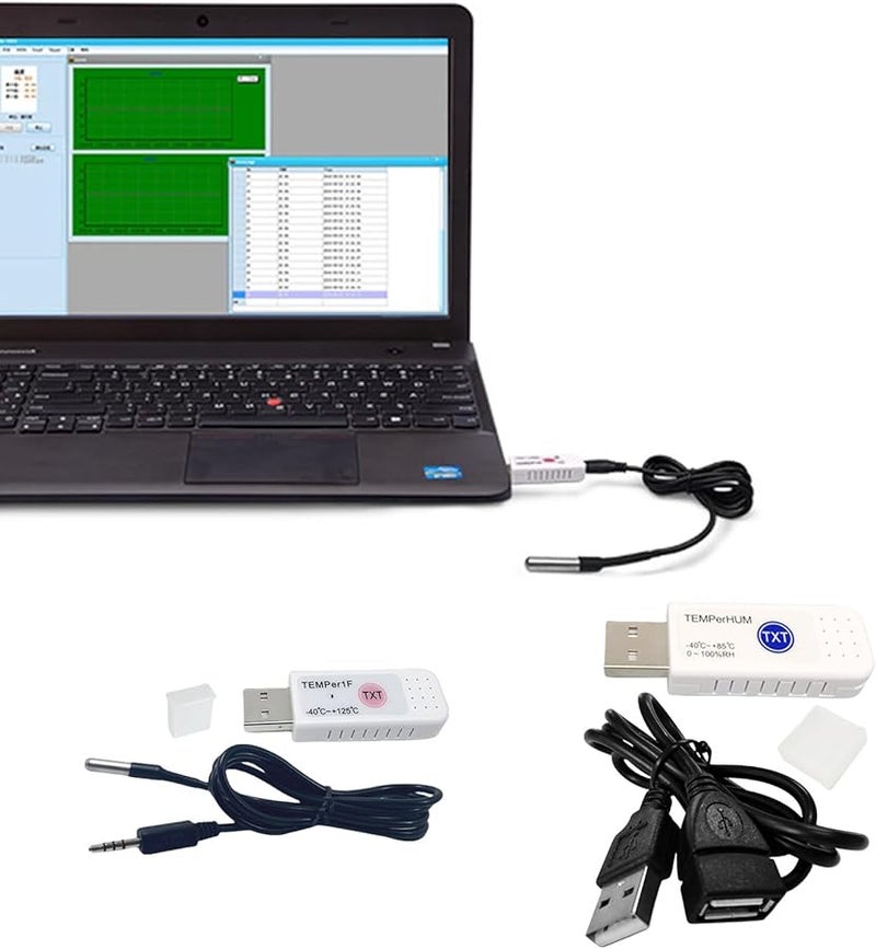 مسجل بيانات درجة الحرارة TEMPerHUM عبر USB مع إنذار البريد الإلكتروني مسجل عالي الدقة قابلة لإعادة الاستخدام - Image 3