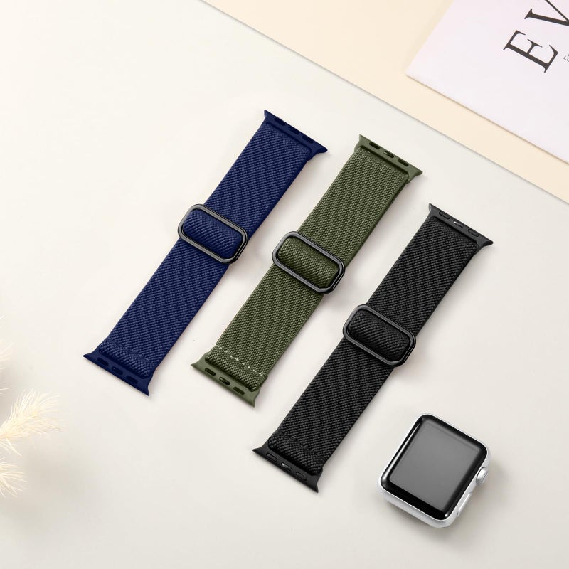 DaQin 3 Pack Stretchy Solo Loop Compatible with Apple Watch Bands for Men 49mm 46mm 45mm 44mm 42mm, Soft Nylon Braided Elastic Strap for iWatch Band Series 11 10 9 8 7 6 5 4 3 SE Ultra 3 Ultra 2 Ultra - Image 3
