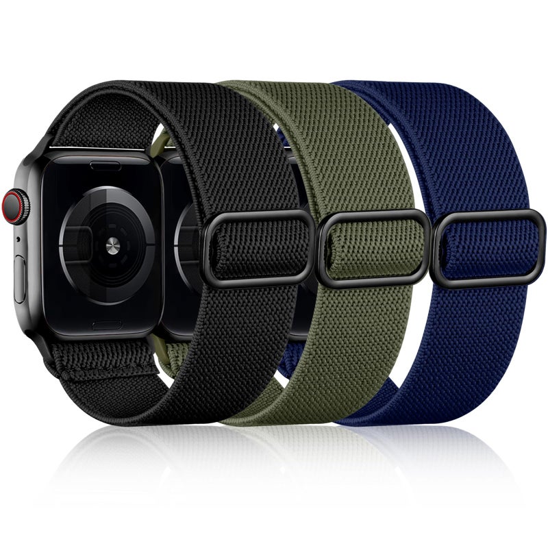 DaQin 3 Pack Stretchy Solo Loop Compatible with Apple Watch Bands for Men 49mm 46mm 45mm 44mm 42mm, Soft Nylon Braided Elastic Strap for iWatch Band Series 11 10 9 8 7 6 5 4 3 SE Ultra 3 Ultra 2 Ultra - Image 1