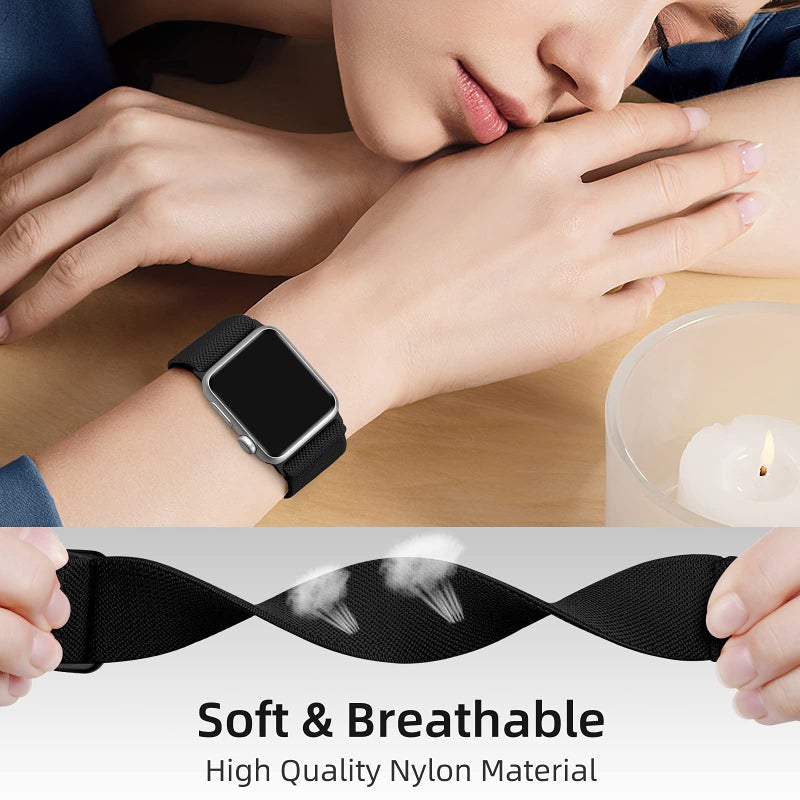 DaQin 3 Pack Stretchy Solo Loop Compatible with Apple Watch Bands for Men 49mm 46mm 45mm 44mm 42mm, Soft Nylon Braided Elastic Strap for iWatch Band Series 11 10 9 8 7 6 5 4 3 SE Ultra 3 Ultra 2 Ultra - Image 4