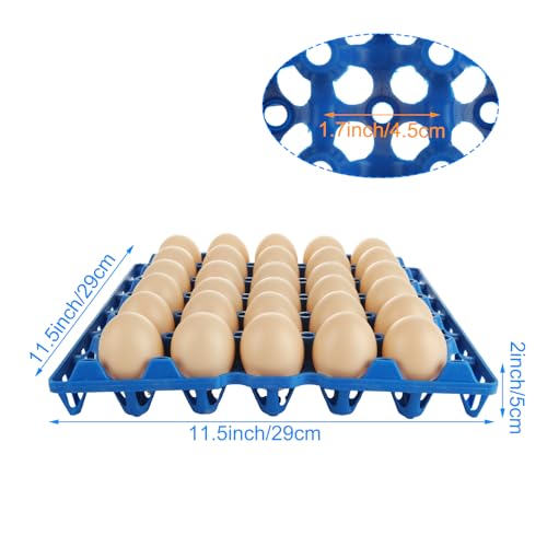 DAJAVE 12 Pack Plastic Egg Tray Egg Crates for Fresh Eggs, Blue 30-Egg Flats for Home Chicken Farmers, Stackable Eggs Cartons for Packing, Storage, Shipping - Image 2