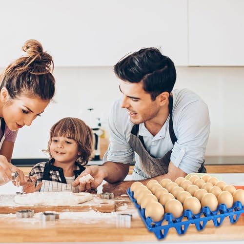 DAJAVE 12 Pack Plastic Egg Tray Egg Crates for Fresh Eggs, Blue 30-Egg Flats for Home Chicken Farmers, Stackable Eggs Cartons for Packing, Storage, Shipping - Image 5