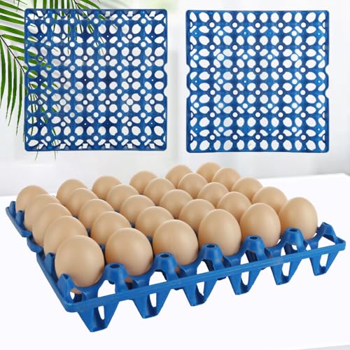 DAJAVE 12 Pack Plastic Egg Tray Egg Crates for Fresh Eggs, Blue 30-Egg Flats for Home Chicken Farmers, Stackable Eggs Cartons for Packing, Storage, Shipping - Image 4
