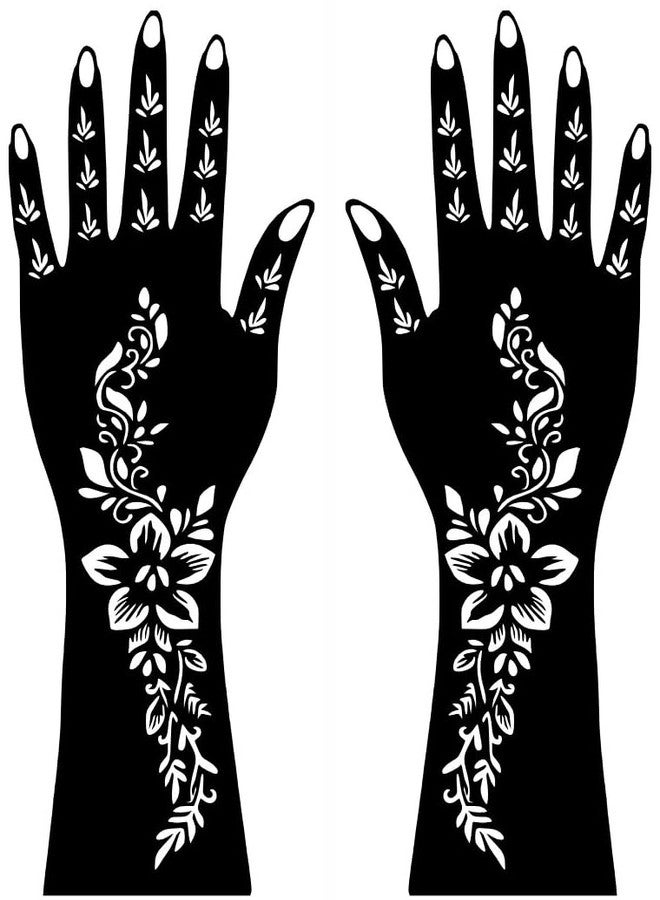 قوالب استنسل الحناء الرائجة من كومستيك للفتيات، مجموعة واحدة لليدين، سهلة الاستخدام. - Image 2