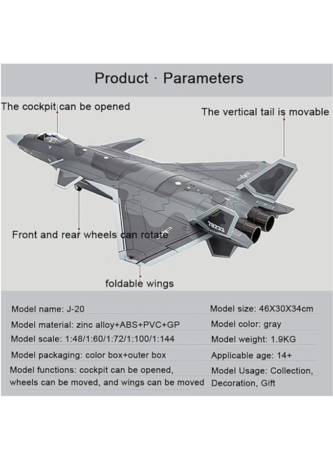 general 1: 144 J-20 stealth fighter model jet aircraft model fighter alloy aviation ornament collection model display model casting model aircraft collection ornament - Image 3