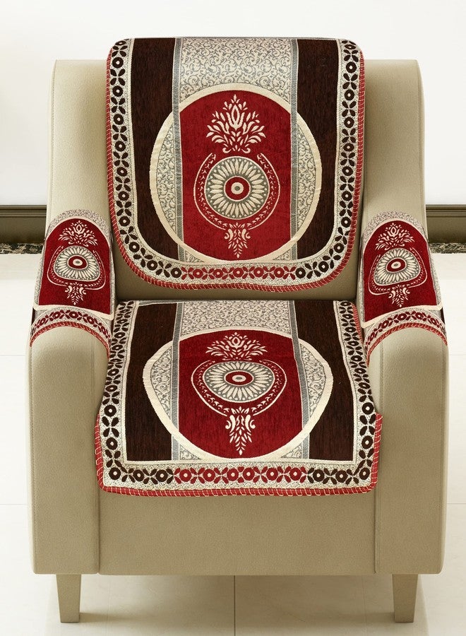 jayvaam Sawna Homes Sofa Cover With Cushion Cover And Table Cover-3 Seater&2 Seater Chenille Velvet Sofa Covers With Arm Set 16 Pcs - 3+1+1 Panels For Home Living Room Sofa Couch Decor (Coffe Maroon) - Image 2
