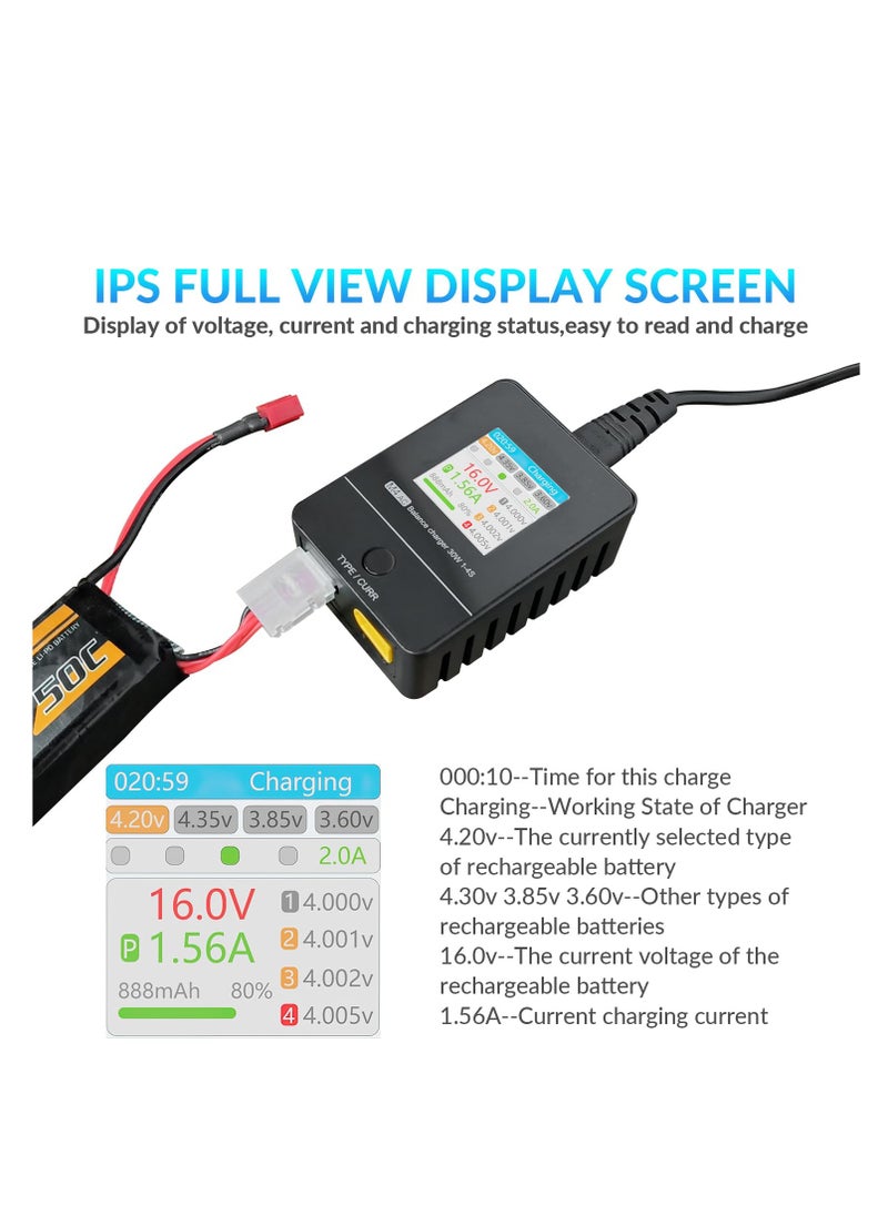 SYOSI - Lipo Balance Charger 30W 1-4S AC 100-240V RC Battery Charger for LiPo LiHV Life Smart Battery Charger Lipo Charger Lipo Battery Charger, Convenient To Read, High Power Density (M4AC) - Image 1