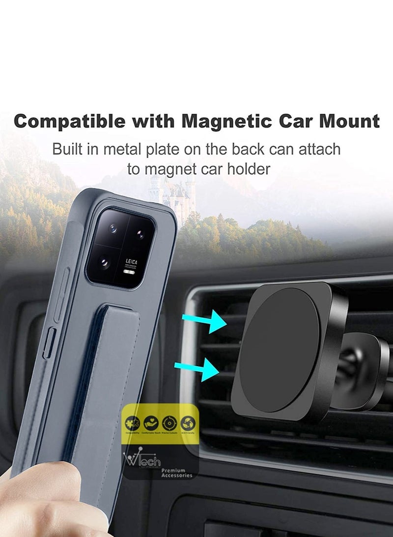 Wtech Hand Grip And Multi Stand Magnetic Car Mount Kickstand Finger Strap Case Cover For Xiaomi 13 5G 2023 Grey - Image 3