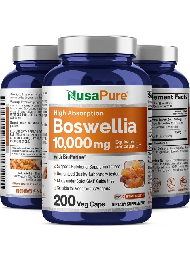 NusaPure Boswellia Serrata 10,000 mg Per Veggie Caps 200 Count (Ext. 20:1, Non-GMO, Gluten Free, Bioperine) Ayurvedic Herb: Indian Olibanum, Frankincense - pzsku/Z03493353A0517D8A33A1Z/45/_/1740202439/df677e79-7b1e-4f22-bef7-939b99e6e93b