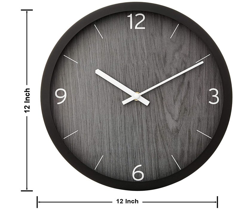 Kazlin Wall Clock - 12" Silent Quartz Decorative Latest Analog Wall Clock for Living Room Classic Battery Operated Round Easy to Read for Bedroom/Office/School/Home/Office/Room/Kitchen (Grey) - Image 3