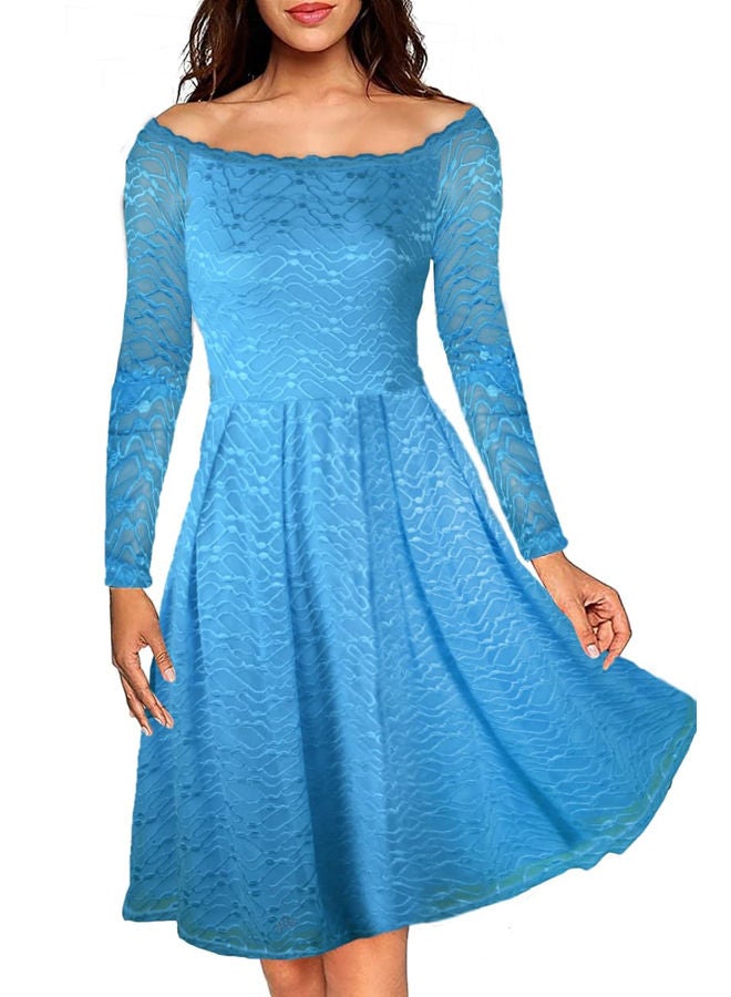 WOMEN LACE OFF SHOULDER DRESS WITH LINNING