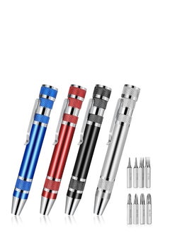 Plan A Mini Screwdriver Set 8 in 1 Multifunctional Magnetic Screwdriver Portable Flat Head Screwdriver for Hand Tool Repair and Installation (Red)  - Image 1
