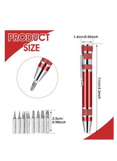Plan A Mini Screwdriver Set 8 in 1 Multifunctional Magnetic Screwdriver Portable Flat Head Screwdriver for Hand Tool Repair and Installation (Red)  - Image 2