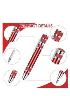 Plan A Mini Screwdriver Set 8 in 1 Multifunctional Magnetic Screwdriver Portable Flat Head Screwdriver for Hand Tool Repair and Installation (Red)  - Image 3