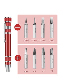 Plan A Mini Screwdriver Set 8 in 1 Multifunctional Magnetic Screwdriver Portable Flat Head Screwdriver for Hand Tool Repair and Installation (Red)  - Image 5