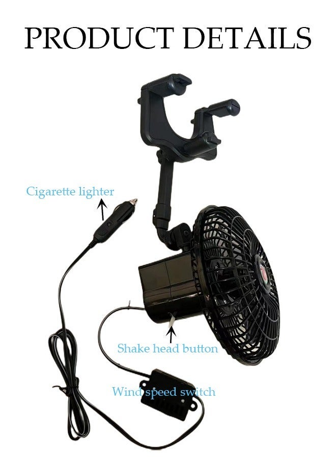 DUNISO USB Car Fan 12V for Car Interior Rear View Mirror, Adjustable Car Clip Fan, Car Essentials Car Cooler Fan with Stepless Speed Regulation for Car/Vehicle SUV, RV - Image 3