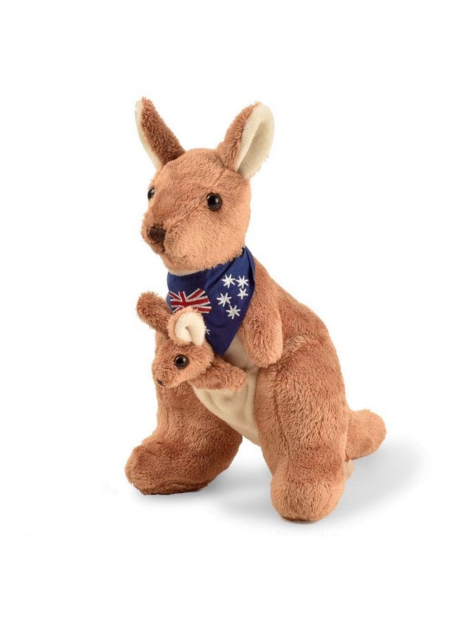 BOHS Plush Kangaroo With Australia Scarf And Removable Joey - Cuddly Soft Stuffed Mom And Baby Animals Toy- 11 Inches - Image 1