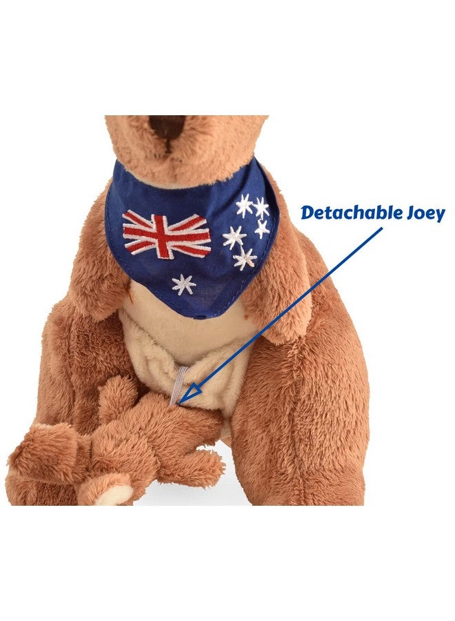 BOHS Plush Kangaroo With Australia Scarf And Removable Joey - Cuddly Soft Stuffed Mom And Baby Animals Toy- 11 Inches - Image 3