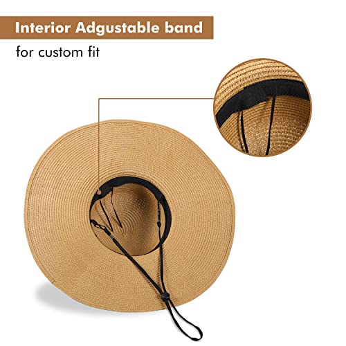 TOBEHIGHER Beach Hats for Women - Sun Hat Womens UPF 50+, Packable Roll Up, Wide Brim Straw Women, Vocation, Cruise, Honeymoon, Travel,Khaki - Image 5
