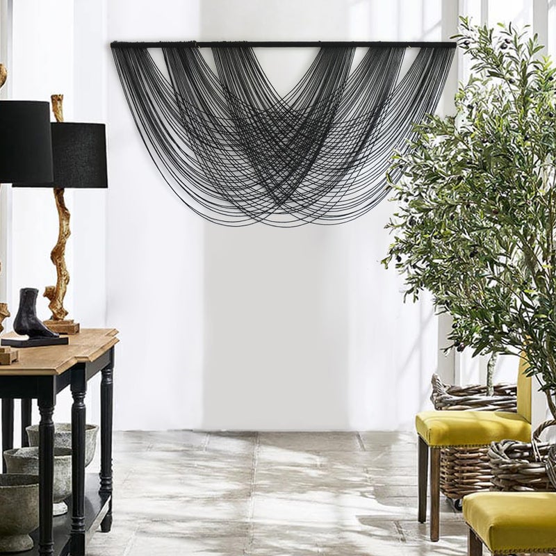 Flber Macrame Wall Hanging Black 59.00" W x 31.00" L Boho Wall Decor Large Boho Yarn Tapestry Living Room Bedroom Home Wall DÃ©cor - Image 4