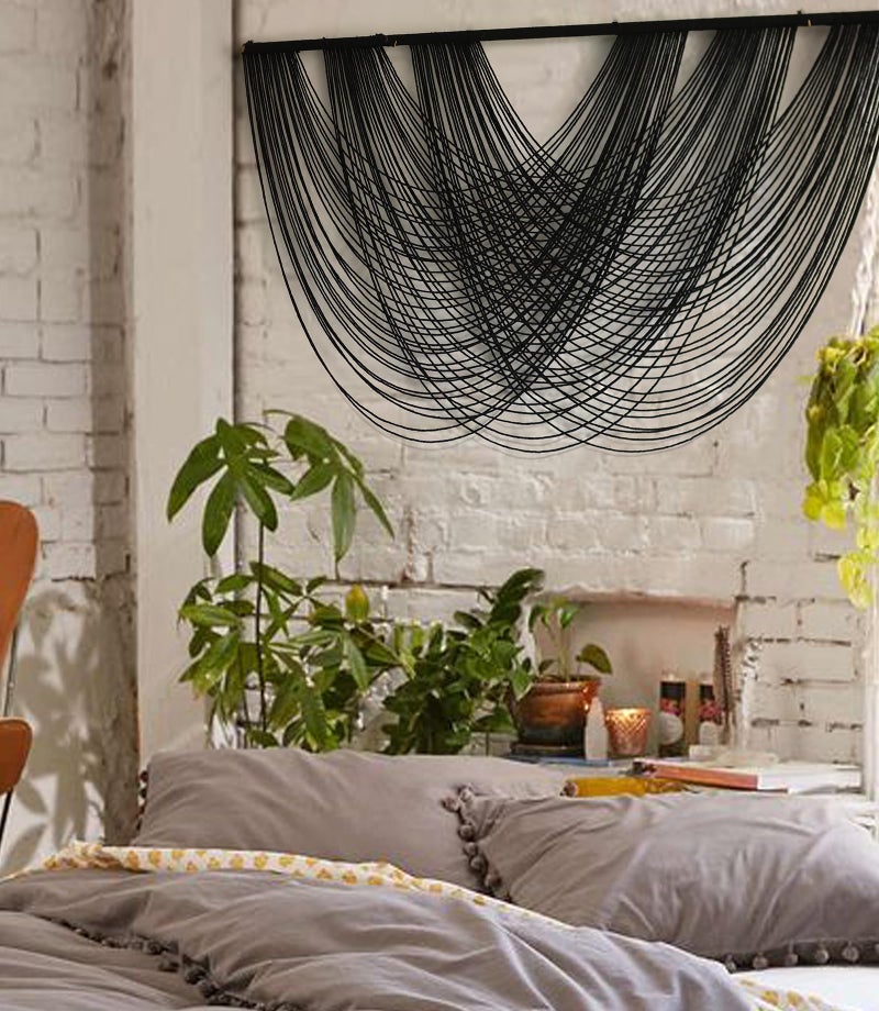 Flber Macrame Wall Hanging Black 59.00" W x 31.00" L Boho Wall Decor Large Boho Yarn Tapestry Living Room Bedroom Home Wall DÃ©cor - Image 3