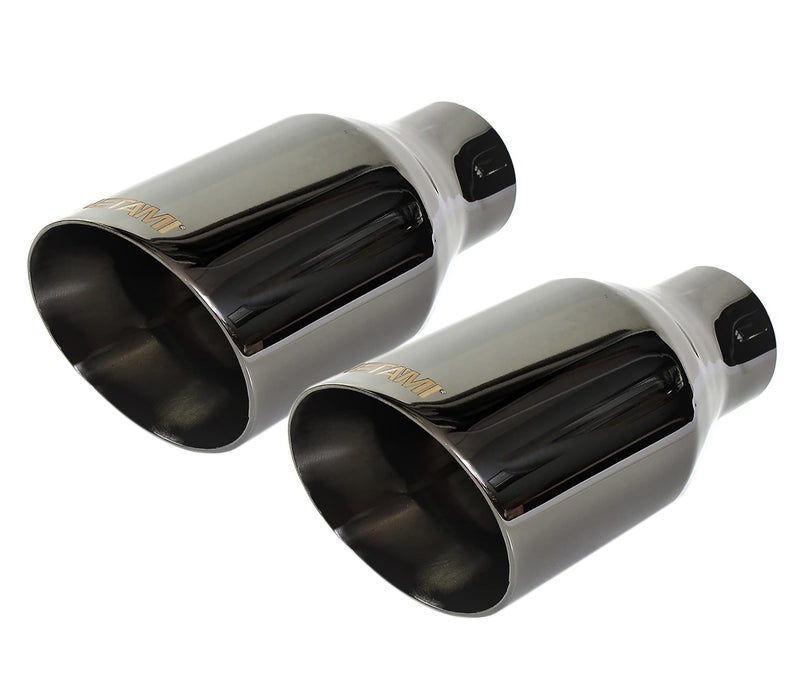 25 to 4 NETAMI Exhaust Tip Stainless Steel Double Wall Black Chrome 2 Pack