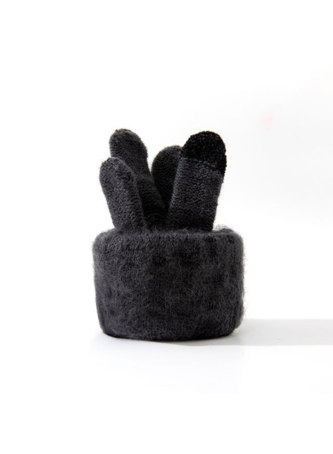 2 زوج من القفازات الشتوية النسائية لمس الشاشة مرونة الحفاظ على الدفء الحياكة بطانة الدافئة القفازات مع الطقس البارد - Image 5