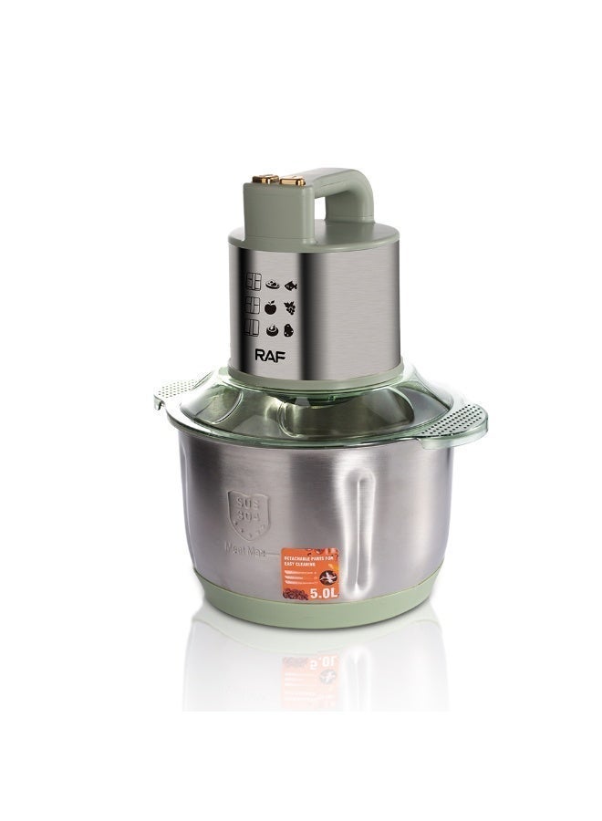 RAF Food Processor 5.0L Stainless Steel Bowl 500W Powerful Motor Double Layer Sharp Blade Electric Meat Vegetable Chopper Kitchen Appliance - Image 5
