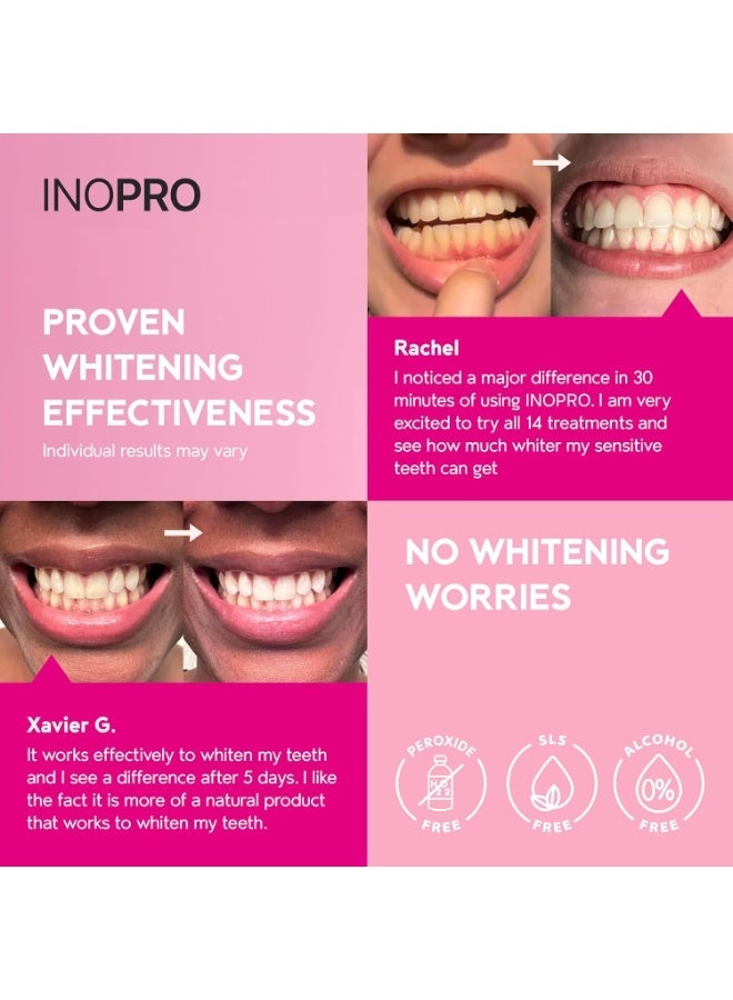 InoPro Teeth Whitening Strips 14 Treatments Kit - Teeth Whitener, Peroxide Free, Enamel Safe Green White Strips, Deep Stains Removal - Instant Teeth Whitening Without The Harm (28 Strips) - Image 2