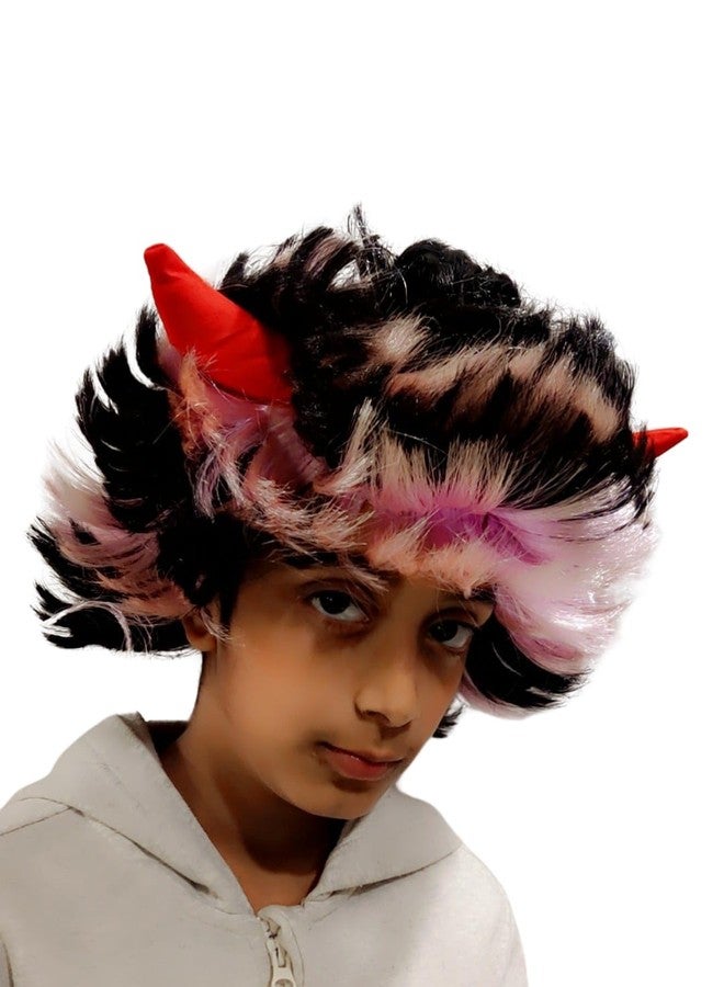 LA BELLEZA Halloween Cosplay Funky Wigs Cap For Birthday And Holi For Men And Women (Pink) - Image 2