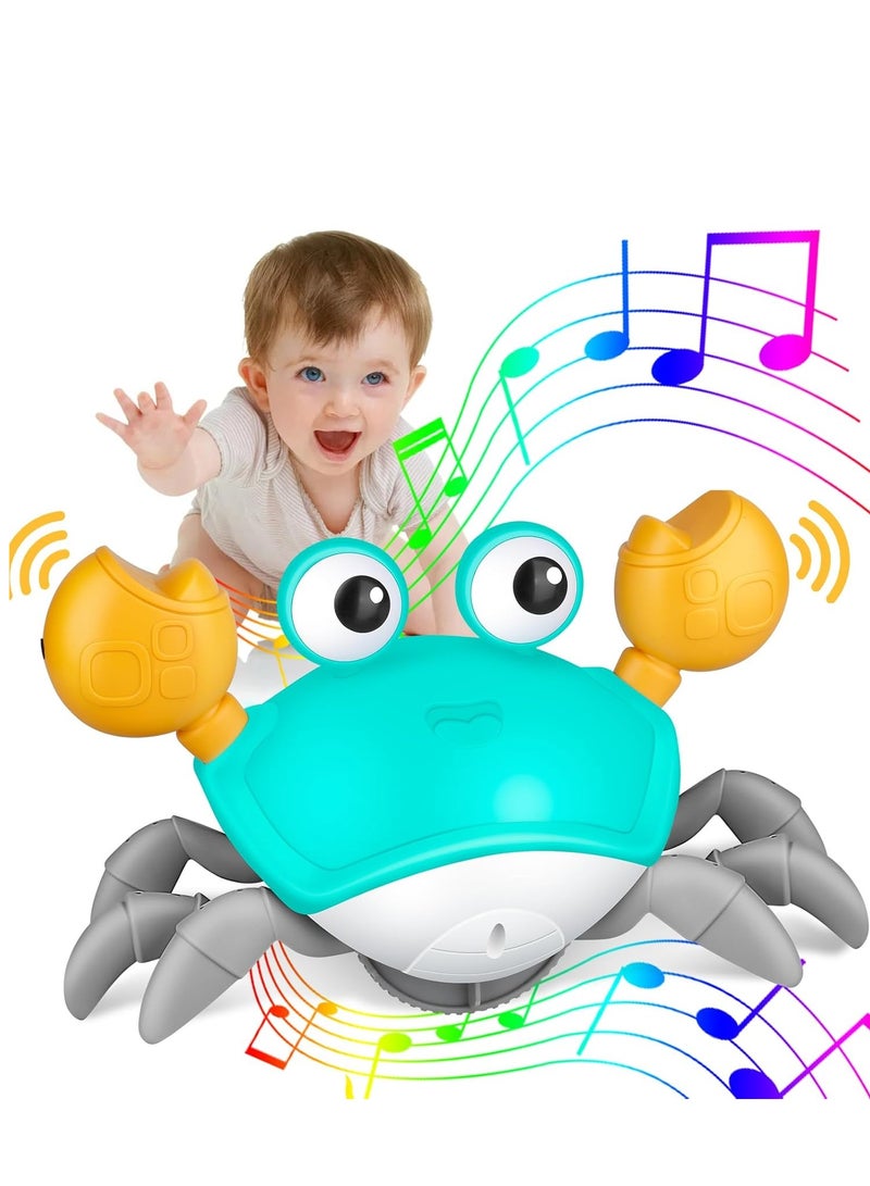 ELTRAZONE Crawling Crab Baby Toys, Tummy Time Toy Gifts 3 4 5 6 7 8 9 10 11 12 Babies, Automatic Obstacle Avoidance Toddler Interactive Toy with Music Sounds, Walking Toddler Birthday Gift - Image 1