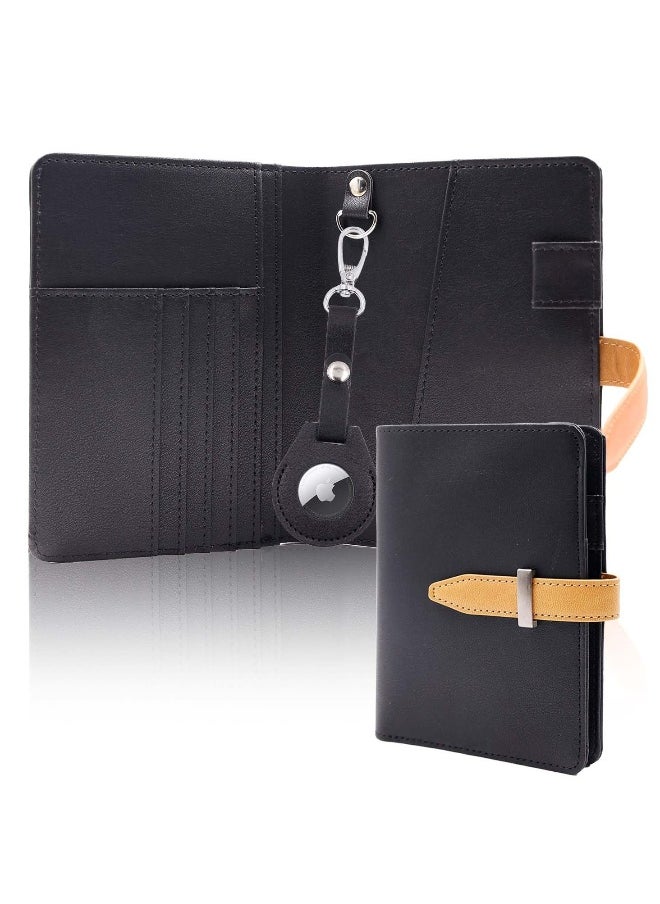 Generic Passport Holder with Airtag Slot, Airtag Passport Wallet for Men,  Mulit-Purpose RFID Blocking Slim Leather Passport Holder Case Family for Travel Anti-Lost (Black)  - Image 1