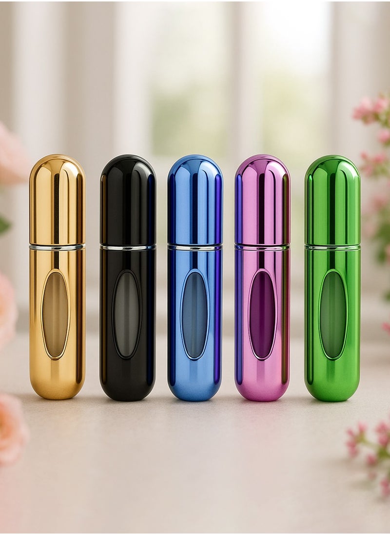 Travel Perfume Atomizer Set – 5pcs Travel Refillable Bottles | Fine Mist | TSA-Friendly for Men & Women