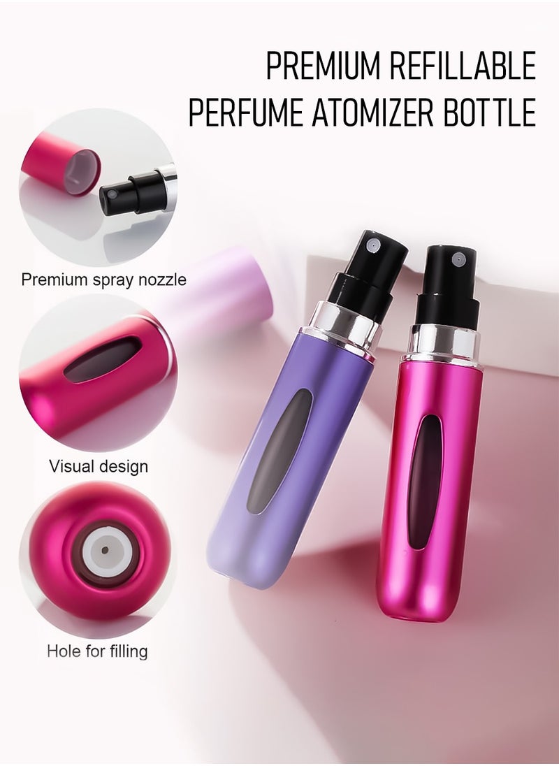 Travel Perfume Atomizer Set – 5pcs Travel Refillable Bottles | Fine Mist | TSA-Friendly for Men & Women