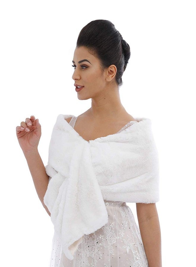 Gangel Long Faux Fur Wedding Shawl Wraps Bridal Stole Cover Up Winter Soft Scarf Bridesmaids Bolero Wedding 1920 Faux Fur Cape Shrug for Women and Girls(pack of 1) - Image 1