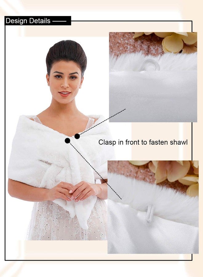 Gangel Long Faux Fur Wedding Shawl Wraps Bridal Stole Cover Up Winter Soft Scarf Bridesmaids Bolero Wedding 1920 Faux Fur Cape Shrug for Women and Girls(pack of 1) - Image 3