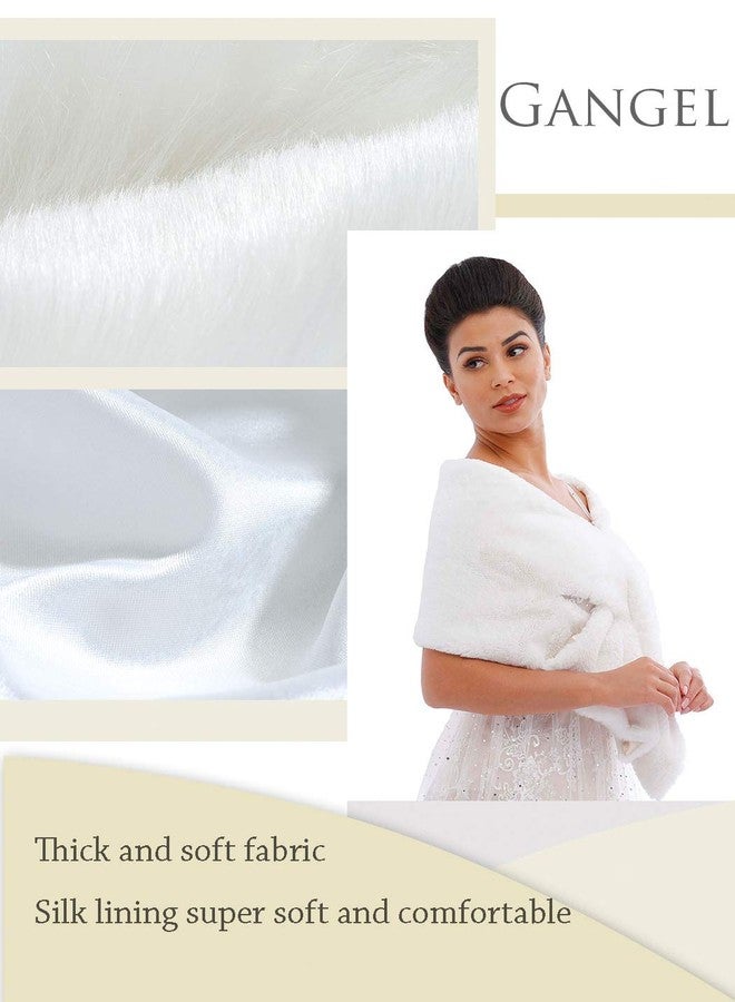 Gangel Long Faux Fur Wedding Shawl Wraps Bridal Stole Cover Up Winter Soft Scarf Bridesmaids Bolero Wedding 1920 Faux Fur Cape Shrug for Women and Girls(pack of 1) - Image 2