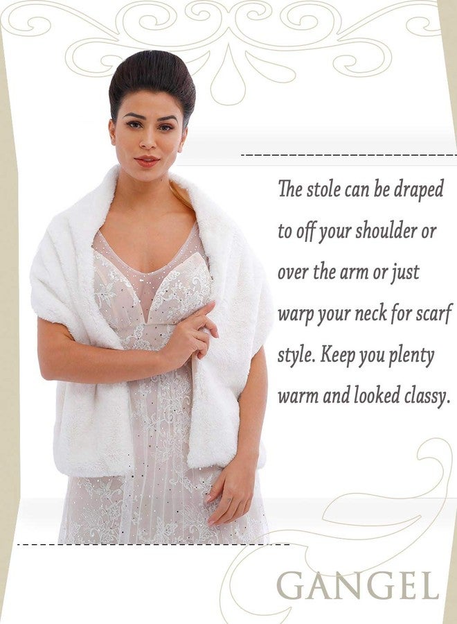 Gangel Long Faux Fur Wedding Shawl Wraps Bridal Stole Cover Up Winter Soft Scarf Bridesmaids Bolero Wedding 1920 Faux Fur Cape Shrug for Women and Girls(pack of 1) - Image 5