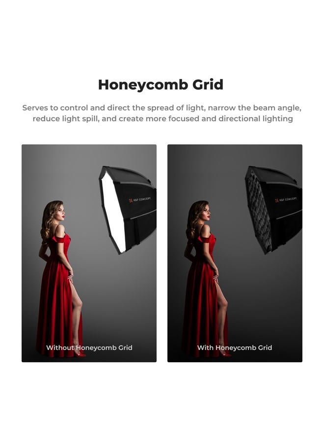 K&F Concept 35''/90cm Octagonal Softbox, Quick Release Bowens Mount Softbox with Honeycomb Grid, Light Diffusers, Carrying Bag, for Photography Studio Speedlite Flash and Monolight - Image 3