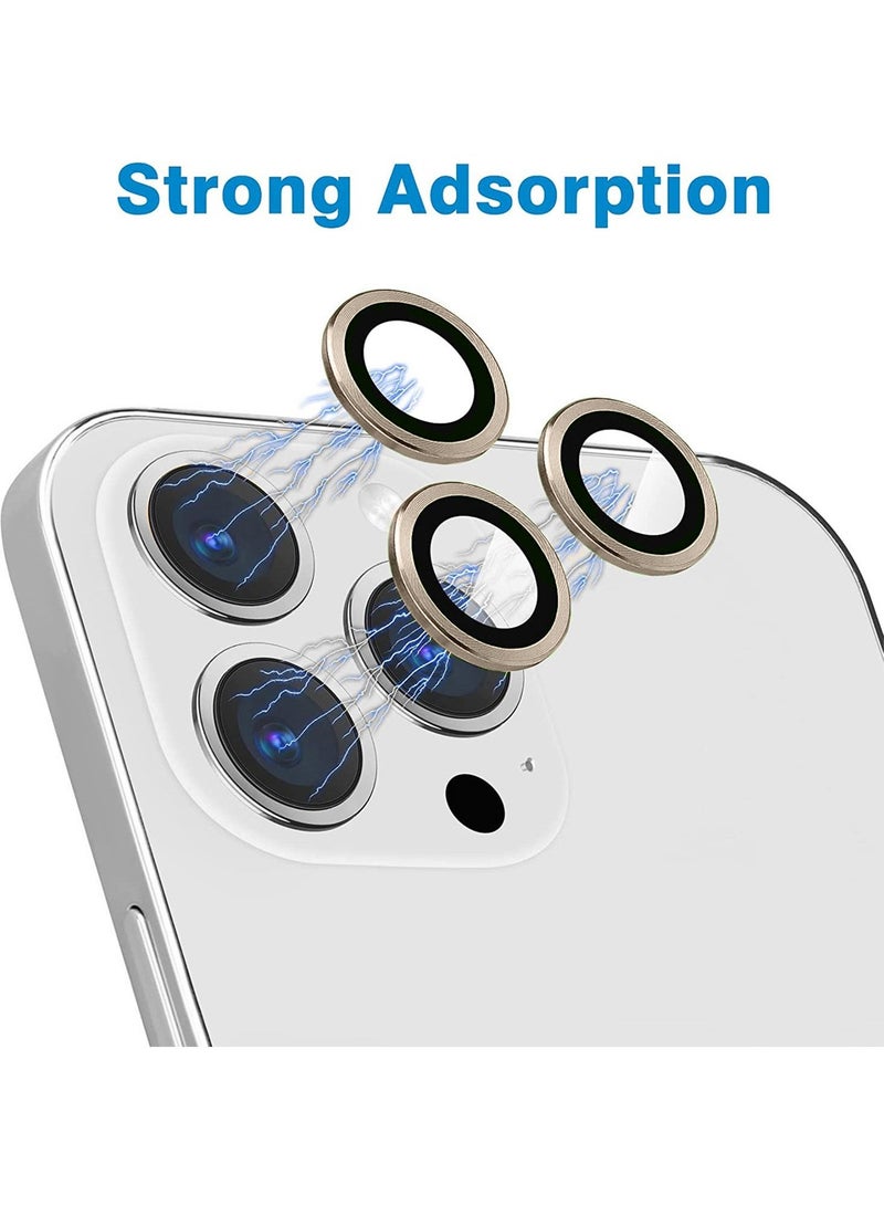 دبليو تيك ابل ايفون 16 برو / ايفون 16 برو ماكس 2024 بريميوم سبيكة حلقة عدسة الكاميرا خفف من الزجاج واقي درع - شفاف /تيتانيوم الصحراء - Image 3