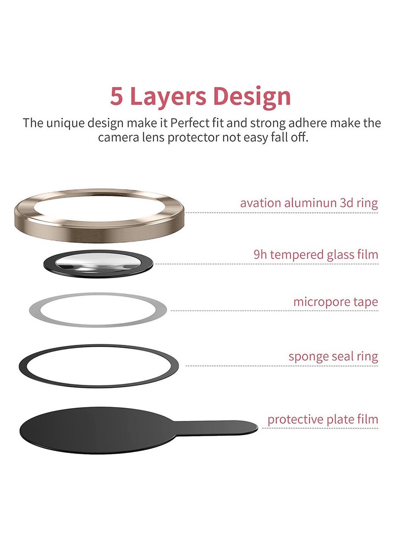 دبليو تيك ابل ايفون 16 برو / ايفون 16 برو ماكس 2024 بريميوم سبيكة حلقة عدسة الكاميرا خفف من الزجاج واقي درع - شفاف /تيتانيوم الصحراء - Image 4