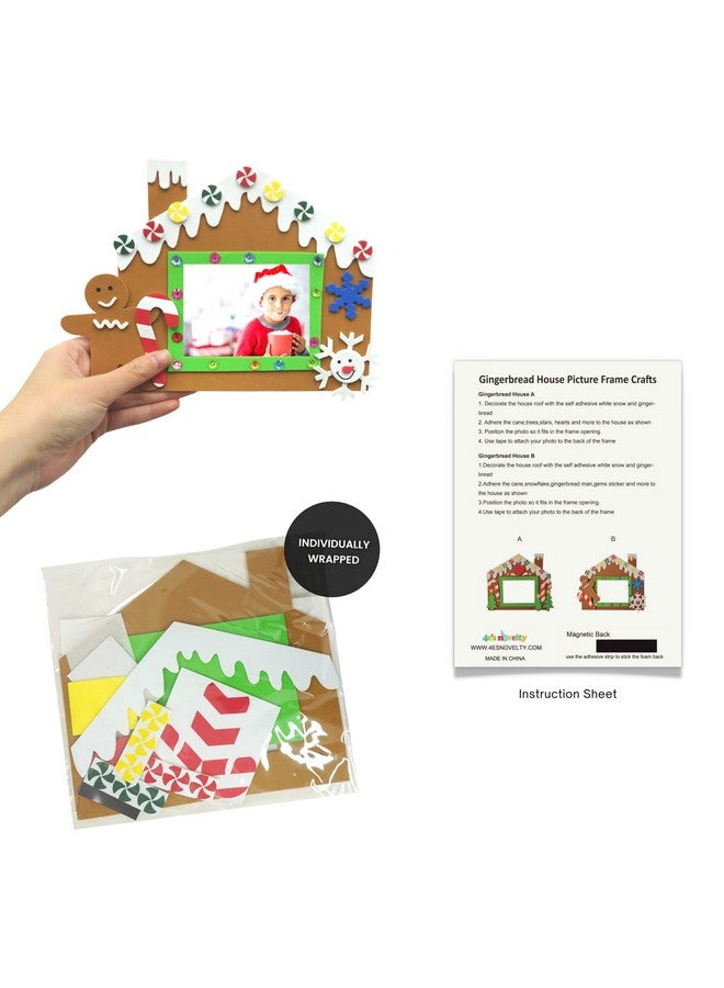 4E's Novelty Foam Gingerbread House Picture Frame Craft (12 Pack) Bulk Christmas Photo Frame Craft Kit Classroom Christmas Crafts For Kids & Toddlers Ages 48 312 - Image 4