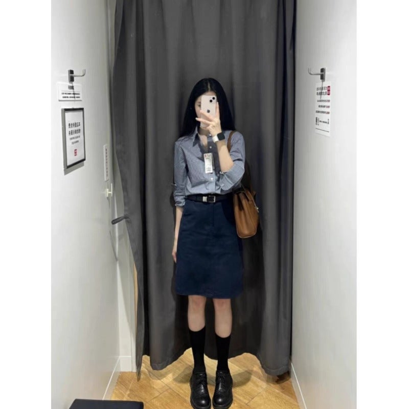 Early Autumn Suit Skirt Two-Piece Temperament Korean Style Temperament Workplace Wear Shirt Skirt A Set Of Women - Image 4